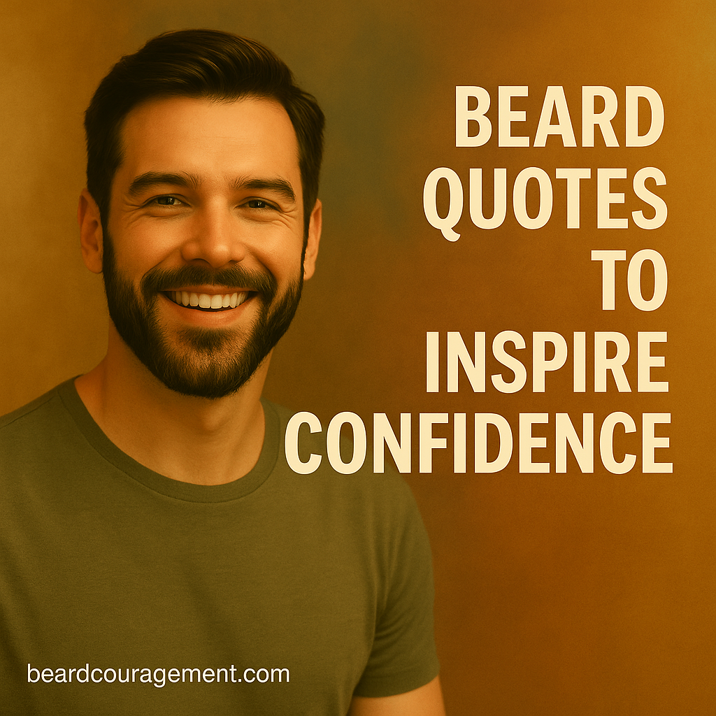 Confident man with a full beard smiling warmly, representing self-assurance and inspiration.