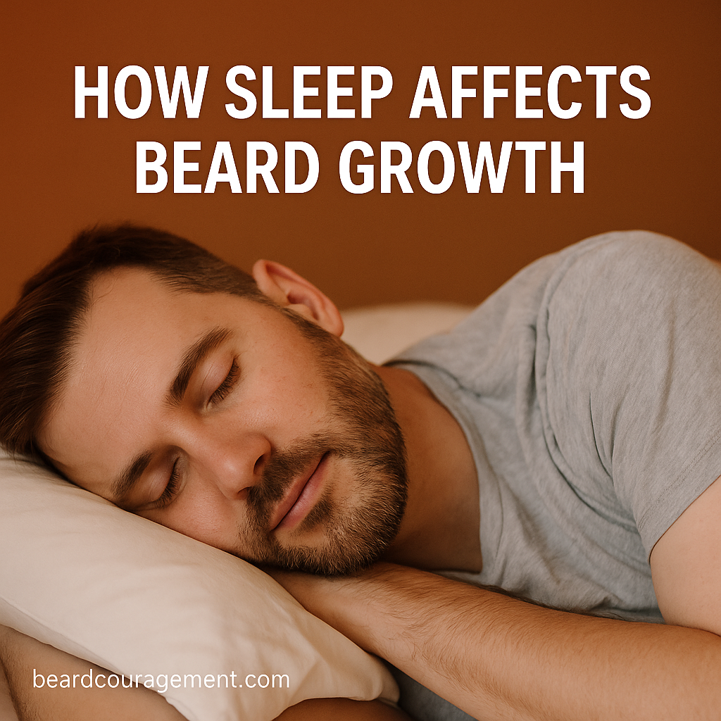 Man sleeping peacefully with short facial hair growth visible, representing the connection between rest and healthy beard development