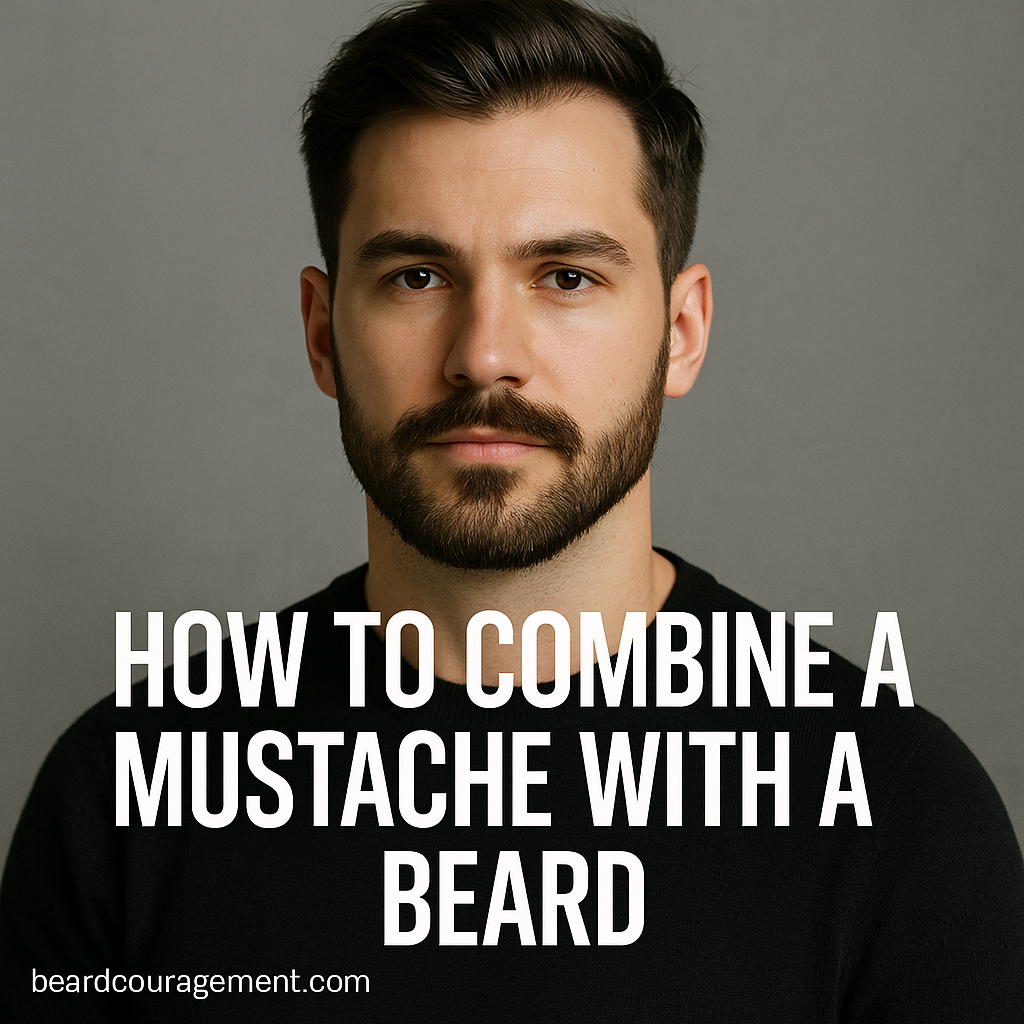 Stylish man with a connected mustache and beard, showing how facial hair can blend seamlessly into a balanced look