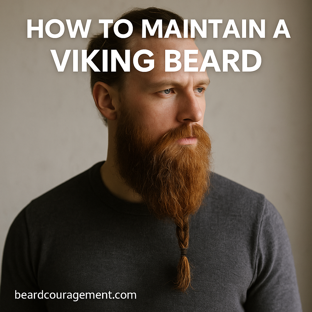 Man with a thick, long Viking-style beard braided slightly at the ends, representing strength, history, and bold beard styling