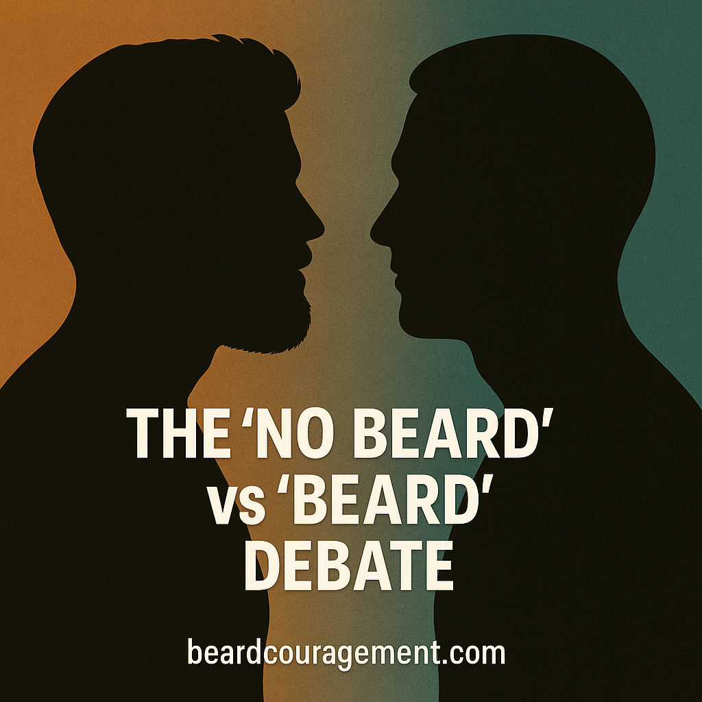 Conceptual side-by-side image of two male silhouettes, one clean-shaven and one bearded, symbolizing the contrast between different grooming styles.